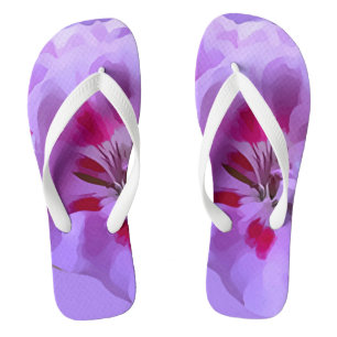 Tongs Fleur d'Hibiscus Violet Rose Abstrait