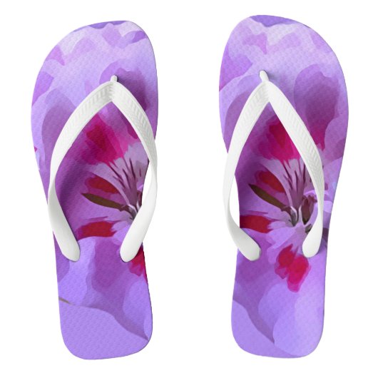 Tongs Fleur d'Hibiscus Violet Rose Abstrait (Semelle)