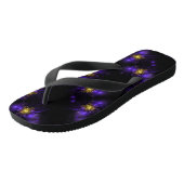 Tongs Fleur fractale violette centrée sur l'or (Incliné)