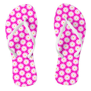 Tongs Fleur marguerite rose et blanche