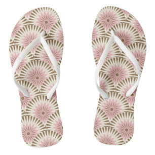 Tongs Fleur rétro Sunrise - rose et marron