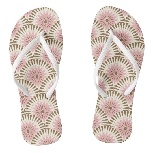 Tongs Fleur rétro Sunrise - rose et marron (Semelle)