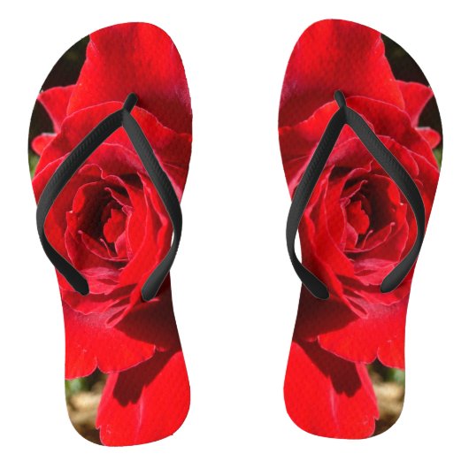 Tongs Fleur rose rouge vif Belle florale (Semelle)