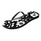 Tongs Fleur simple noir et blanc Motif sans couture (Incliné)