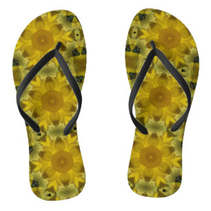 Tongs Fleur soleil éclate dorée