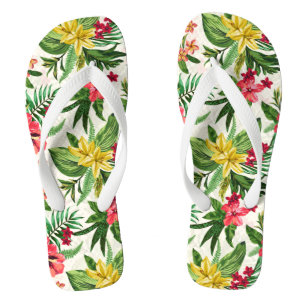 Tongs Fleur tropicale rose-jaune vert