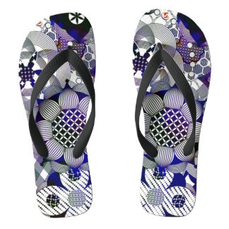 Tongs Fleurs Abstraites Pen Damask Ink Flops