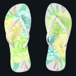 Tongs Fleurs aquarelles peintes à la main<br><div class="desc">Fleurs d'eau douce et douce en aqua et jaune parfait pour le printemps,  l'été,  ainsi que pour la mariée,  demoiselles d'honneur,  mère de la mariée,  mère du marié,  femme d'honneur,  cadeaux de filles de fleurs,  et plus !</div>