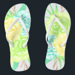 Tongs Fleurs aquarelles peintes à la main<br><div class="desc">Fleurs d'eau douce et douce en aqua et jaune parfait pour le printemps,  l'été,  ainsi que pour la mariée,  demoiselles d'honneur,  mère de la mariée,  mère du marié,  femme d'honneur,  cadeaux de filles de fleurs,  et plus !</div>
