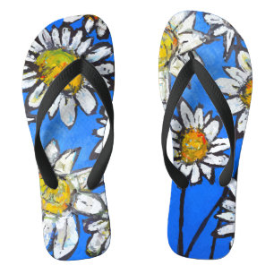 Tongs Fleurs avec pédales blanches