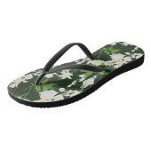 Tongs Fleurs blanches vert foncé (Incliné)