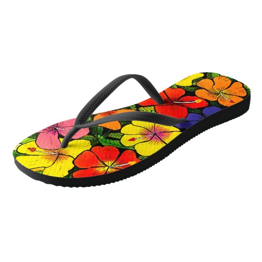 Tongs Fleurs colorées Flip Flops (Incliné)