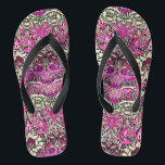 Tongs FLEURS, COQUES DE PAIX ET DRAGONS, BLack Rose Blan<br><div class="desc">Design floral coloré,  élégant et classique avec tourbillons,  paon,  oiseaux et figurines de dragon en rose,  noir blanc fuchsia violet couleurs sont élaborés à partir de tissu vintage</div>