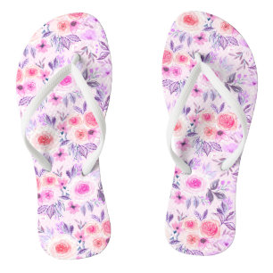 Tongs Fleurs d'aquarelle et feuilles 3