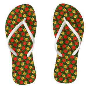 Tongs Fleurs de Noël Motif sans couture-69956