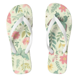 Tongs Fleurs de Papillon : Papillons pastel du printemps