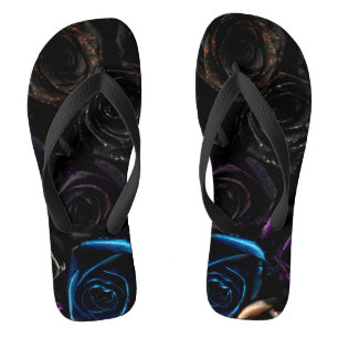 Tongs Fleurs de velours gothiques roses texture florale