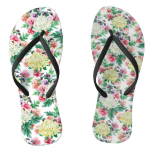 Tongs Fleurs d'été colorées motif