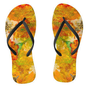 Tongs Fleurs d'été Orange Gold Yellow Flip Flops