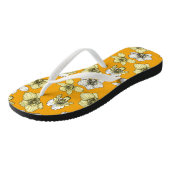 Tongs Fleurs d'orchidées jaune et blanc (Incliné)