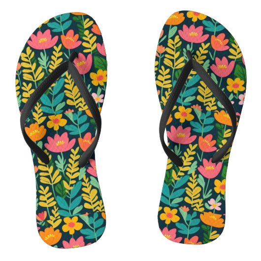 Tongs Fleurs feuilles design coloré (Semelle)