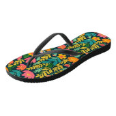 Tongs Fleurs feuilles design coloré (Incliné)