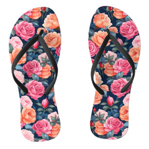 Tongs Fleurs florales roses Motif-80037