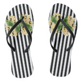Tongs Fleurs jaunes sur rayures noir et blanc (Semelle)