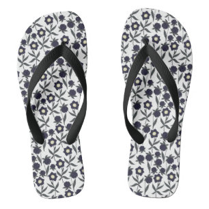 Tongs Fleurs Noir Et Blanc
