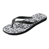 Tongs Fleurs Noir Et Blanc (Incliné)