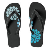 Tongs Fleurs Noir et Bleu (Semelle)