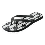 Tongs Fleurs Noires Modernes Avec Bandes Verticales Noir (Incliné)