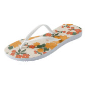Tongs Fleurs Oranges, Motif Floral, Motif De Fleurs (Incliné)
