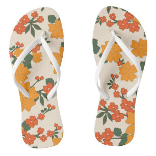 Tongs Fleurs Oranges, Motif Floral, Motif De Fleurs