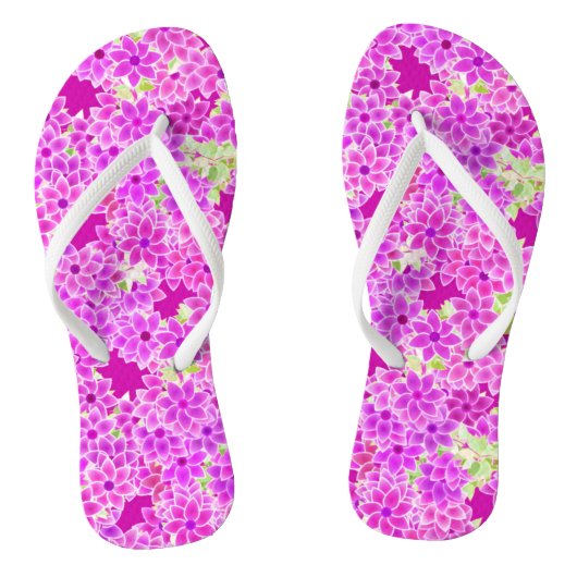 Tongs Fleurs pourpres, lavande et prune, arrière - plan (Semelle)