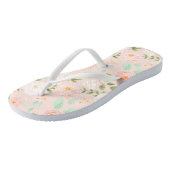 Tongs Fleurs Roses d'aquarelle en rose et en rose (Incliné)