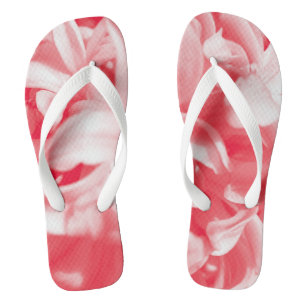 Tongs Fleurs rouges et blanches estivales branchées