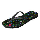 Tongs Fleurs sauvages en noir (Incliné)