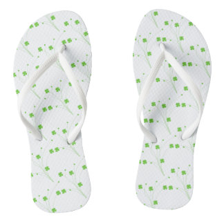 Tongs Fleurs vertes printanières lumineuses, petite impr