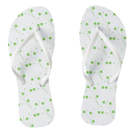 Tongs Fleurs vertes printanières lumineuses, petite impr (Semelle)