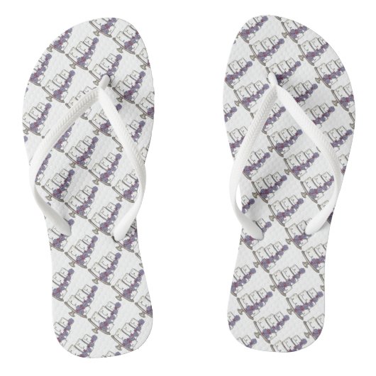 Tongs Fleurs violettes Mariage Gâteau Bridesmaid Mariée (Semelle)