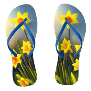 Tongs Fleuves illuminées : Les jonquilles dorées en plei