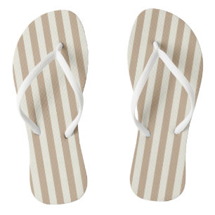 Tongs Flip Flops Beige & White Strie