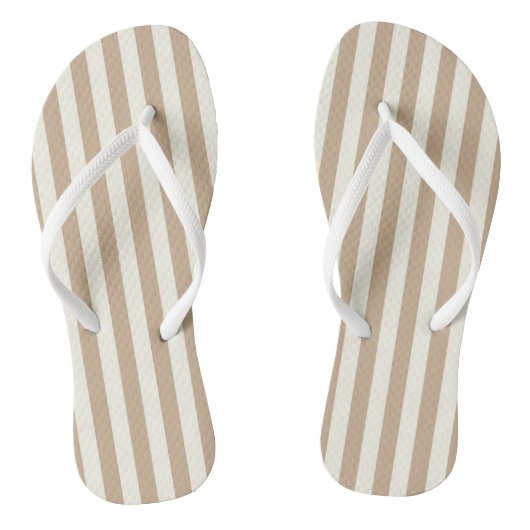 Tongs Flip Flops Beige & White Strie (Semelle)