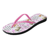 Tongs Flip Flops de mariage de plage rose et blanc (Incliné)