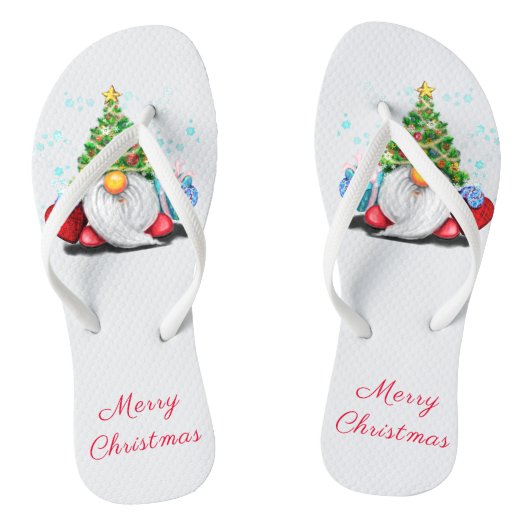 Tongs Flip Flops de Noël Happy Gnome avec cadeaux (Semelle)