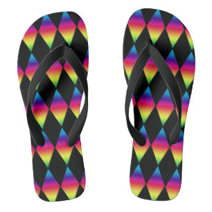 Tongs Flip Flops - Diamètre arc-en-ciel sur noir
