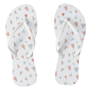 Tongs Flip Flops - Hearts Pattern