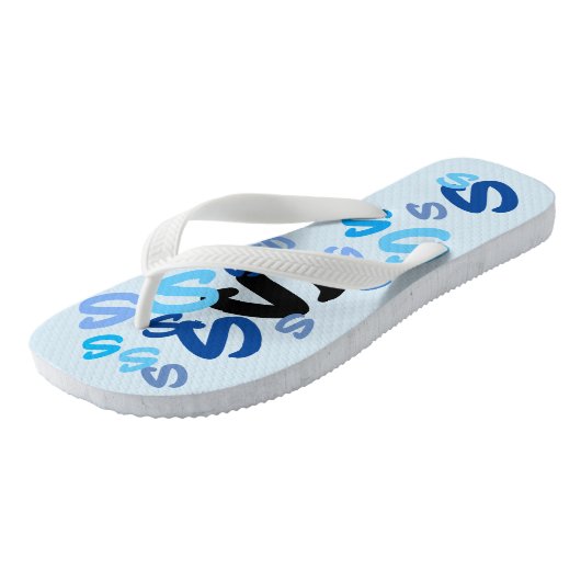 Tongs Flip Flops - Initiale en bleu (Incliné)