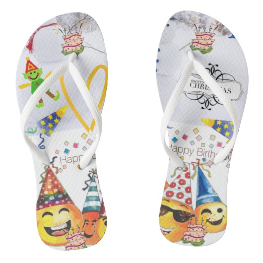 Tongs Flip Flops Joyeux Noël Joyeux anniversaire (Semelle)